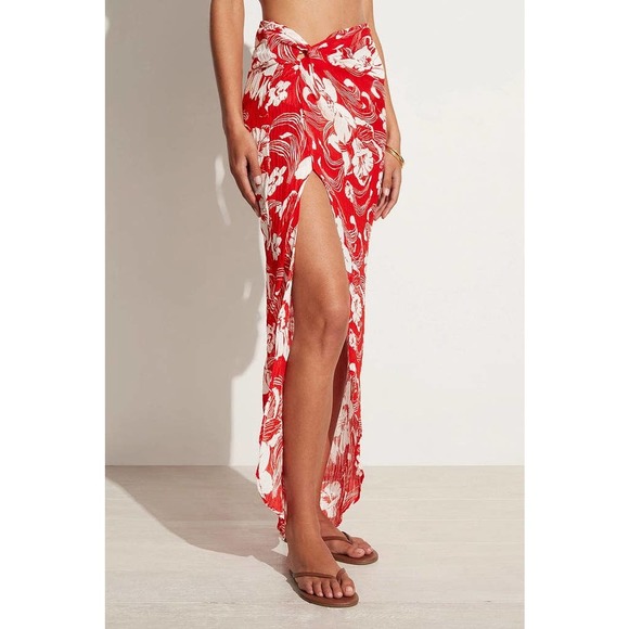 NWT Faithfull the Brand Lulu Camara Floral Print Maxi Skirt Sz. 10 [XL] Red - Picture 3 of 13